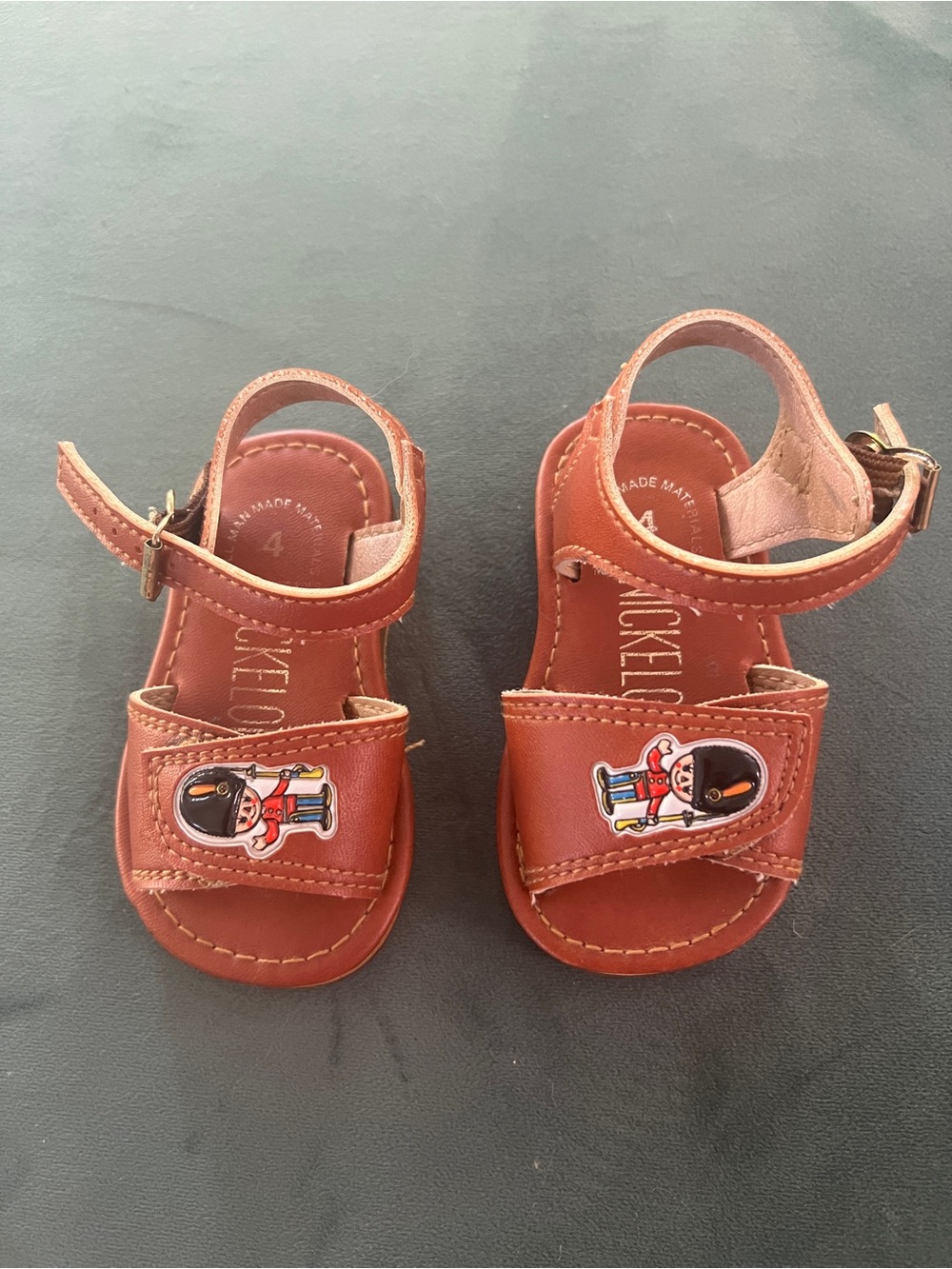 Vintage Nickelodeon Brown Leather Sandals with Soldier Patch size 4